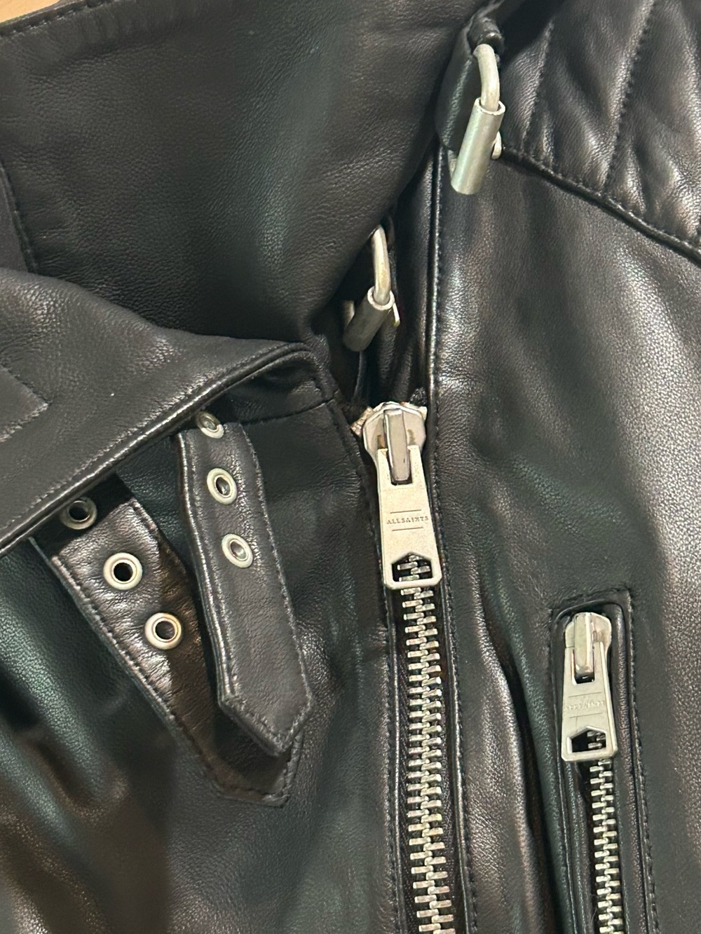 440$ALLSAINTS Steine Black Leather Biker Moto Jacket NWT Size 10 - Picture 7 of 13